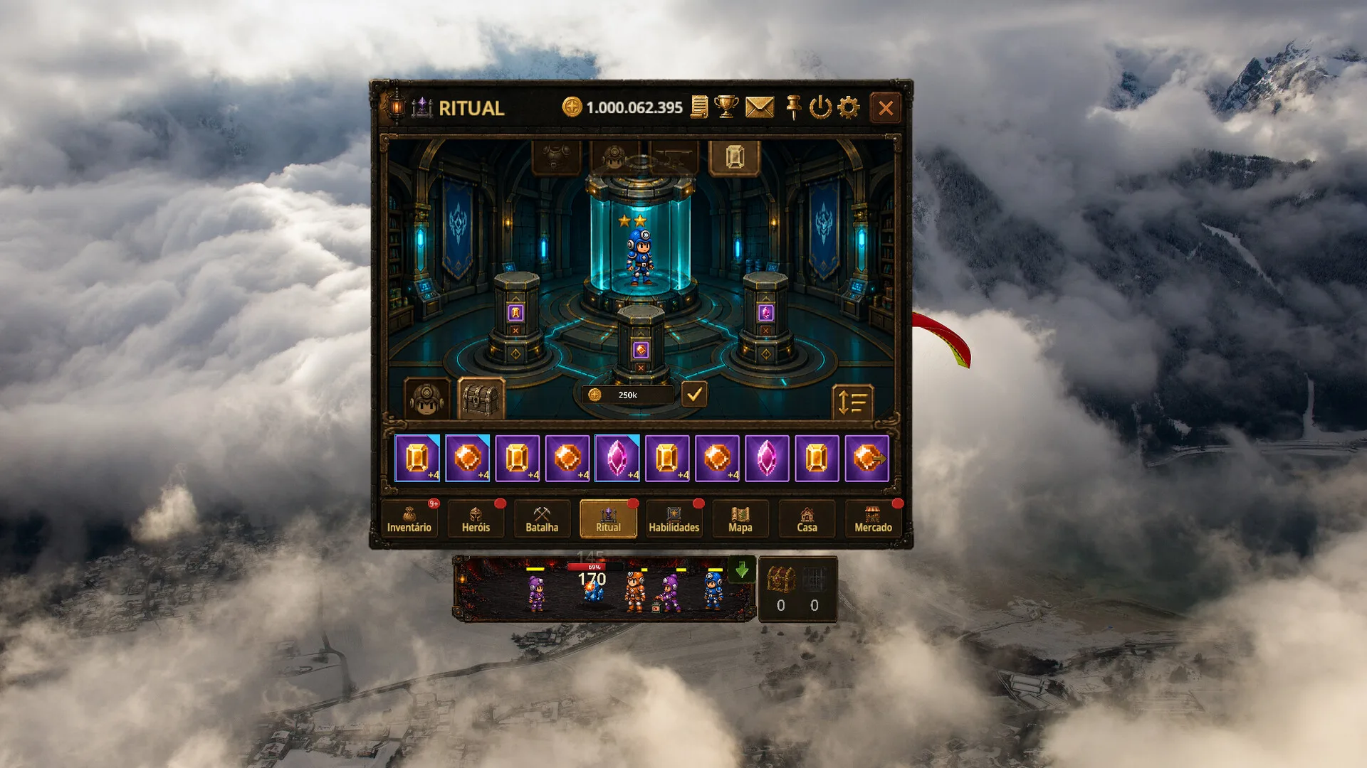 Bomb Farm Ritual screen displaying a revealed hero and hero capsules