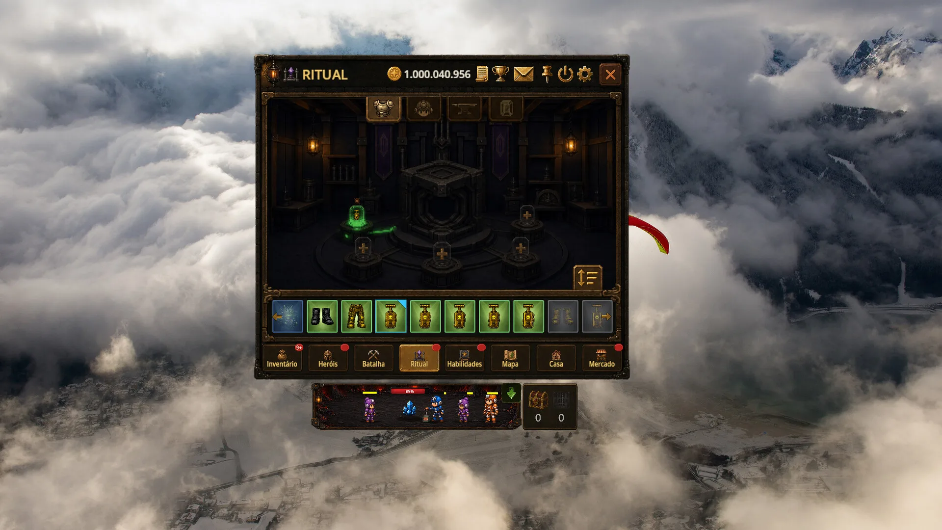 Bomb Farm Ritual screen showing a sealed equipment drop ready to be revealed